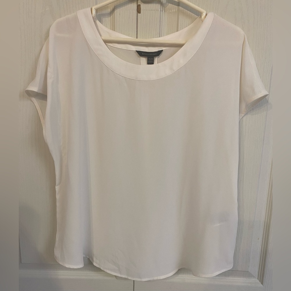 Banana Republic White Short Sleeve Blouse White Size: M